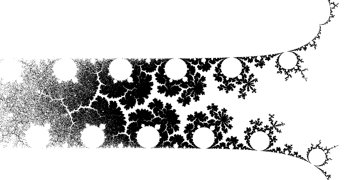 Log of the Mandelbrot set. Image 8 from Frontiers in complex dynamics by Curtis T. McMullen
